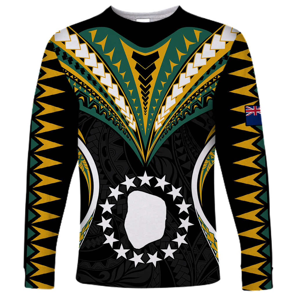 Polynesian Pride Mitiaro Island Long Sleeve Shirt Cook Islands Tribal Wave Style LT9 Unisex Black - Polynesian Pride