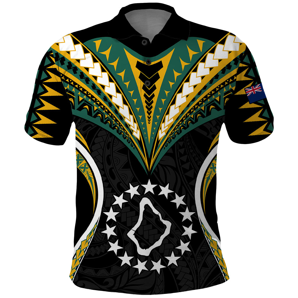 Polynesian Pride Palmerston Island Polo Shirt Cook Islands Tribal Wave Style LT9 Black - Polynesian Pride