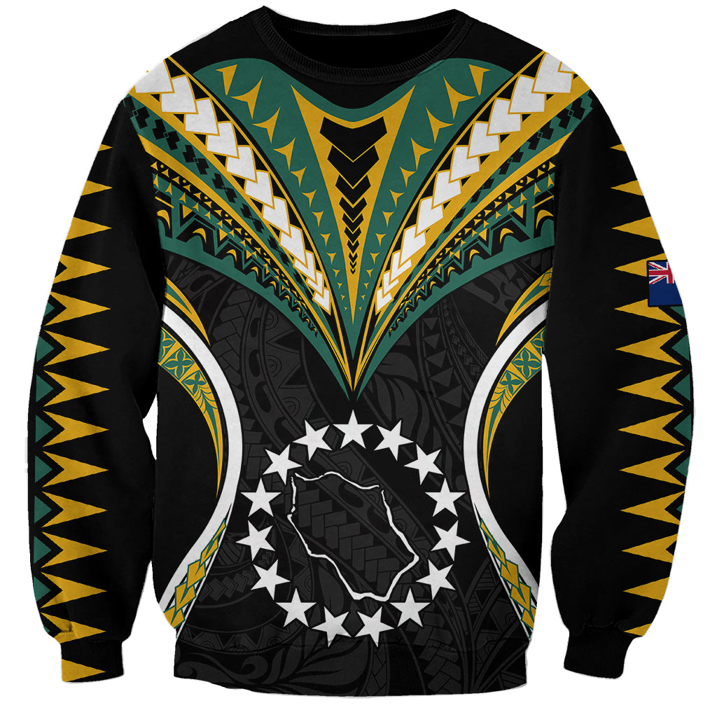 Polynesian Pride Penrhyn Island Sweatshirt Cook Islands Tribal Wave Style LT9 Unisex Black - Polynesian Pride