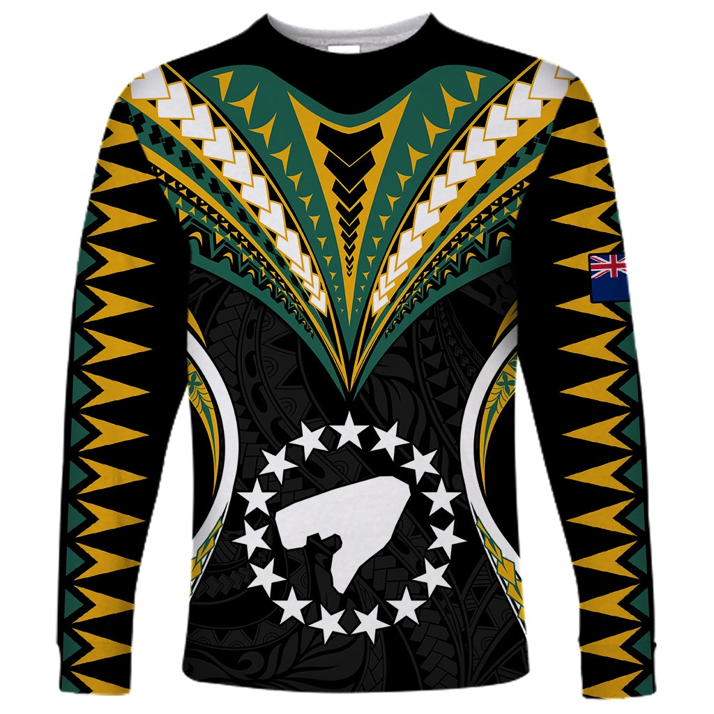 Polynesian Pride Pukapuka Island Long Sleeve Shirt Cook Islands Tribal Wave Style LT9 Unisex Black - Polynesian Pride