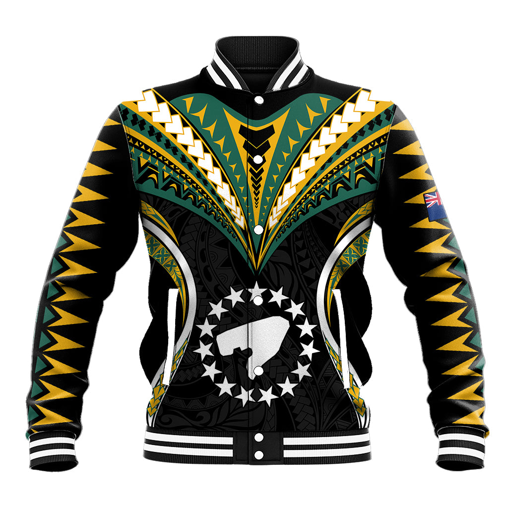 (Personalised) Polynesian Pride Pukapuka Island Baseball Jacket Cook Islands Tribal Wave Style LT9 Unisex Black - Polynesian Pride