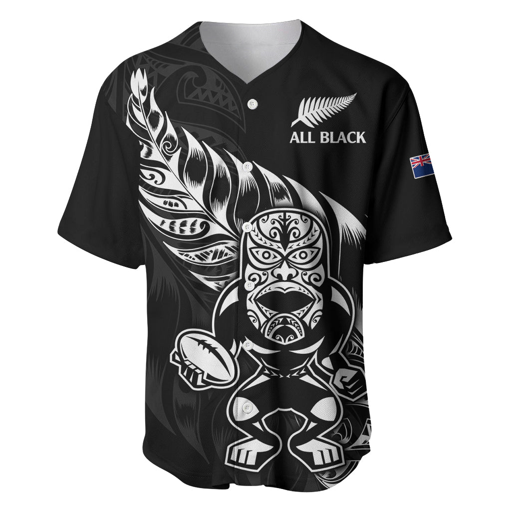 (Custom Text And Number) New Zealand All Black Rugby Baseball Jersey LT9 Black - Polynesian Pride