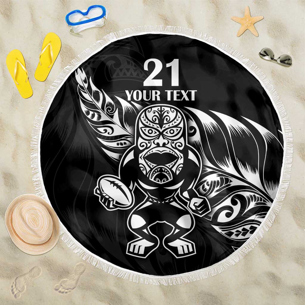 New Zealand Rugby Custom Beach Blanket Opango All Black Fern