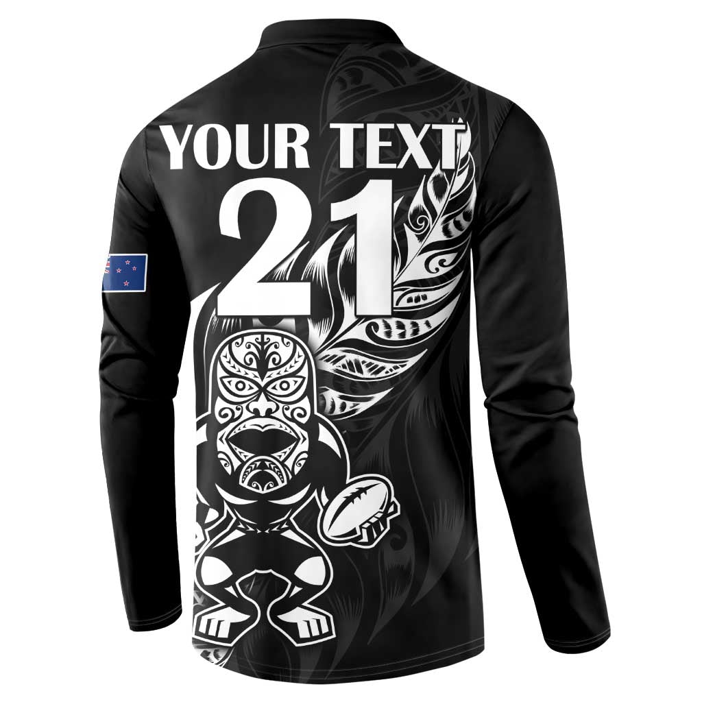 New Zealand Rugby Custom Button Sweatshirt Opango All Black Fern