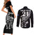 New Zealand Rugby Custom Couples Matching Short Sleeve Bodycon Dress and Long Sleeve Button Shirt Opango All Black Fern