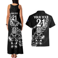 New Zealand Rugby Custom Couples Matching Tank Maxi Dress and Hawaiian Shirt Opango All Black Fern