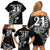 New Zealand Rugby Custom Family Matching Off Shoulder Short Dress and Hawaiian Shirt Opango All Black Fern