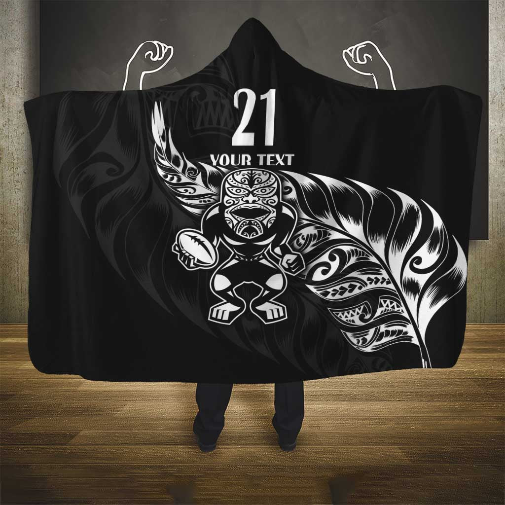 New Zealand Rugby Custom Hooded Blanket Opango All Black Fern