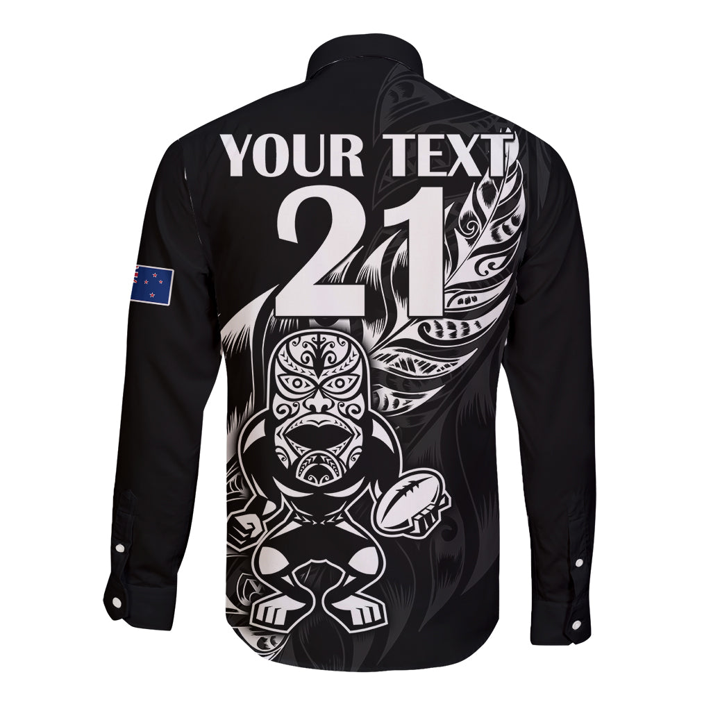 (Custom Text And Number) New Zealand All Black Rugby Long Sleeve Button Shirt LT9 - Polynesian Pride