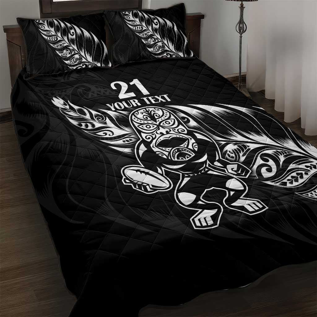 New Zealand Rugby Custom Quilt Bed Set Opango All Black Fern