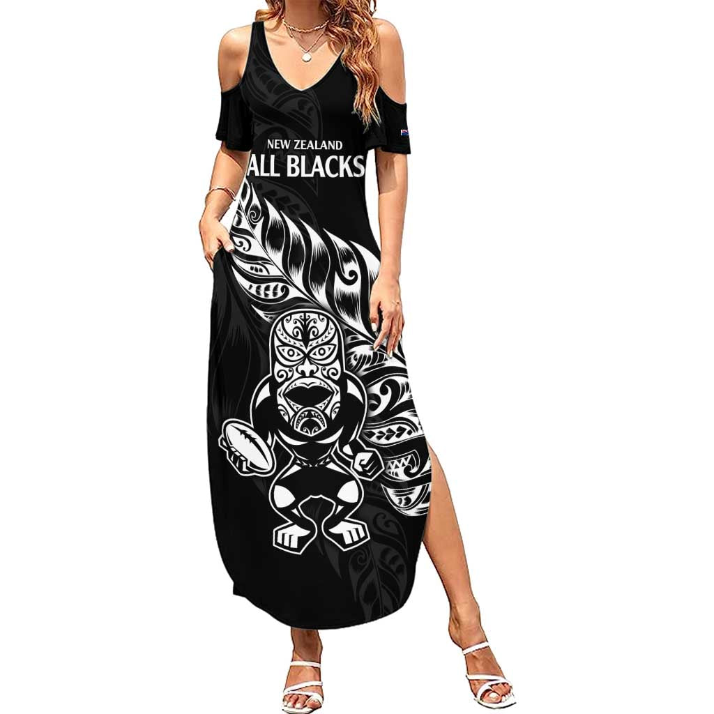 New Zealand Rugby Custom Summer Maxi Dress Opango All Black Fern