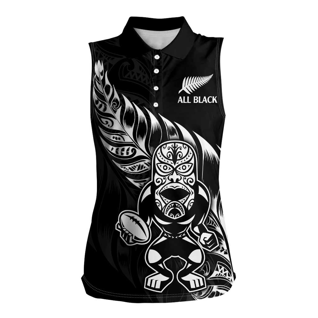 New Zealand Rugby Custom Women Sleeveless Polo Shirt Opango All Black Fern