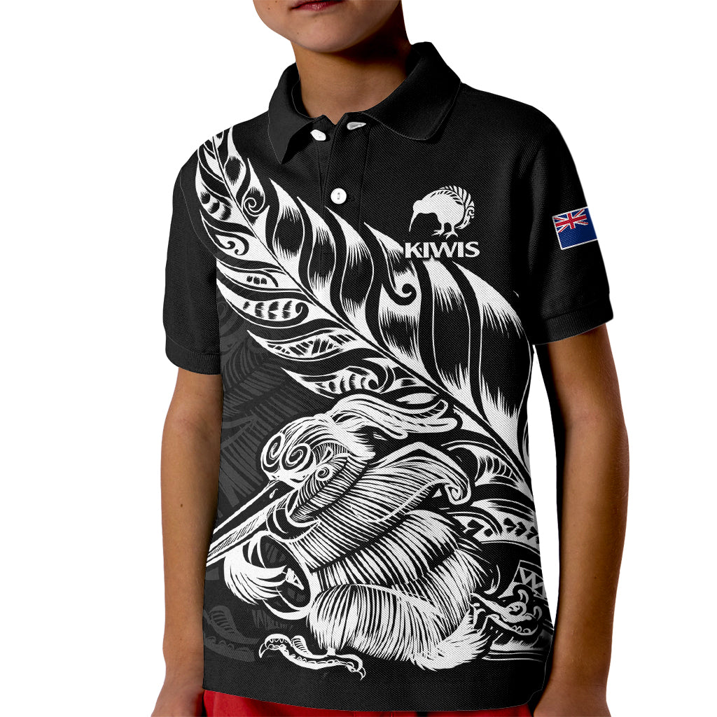 New Zealand Kiwi Rugby Kid Polo Shirt LT9 Kid Black - Polynesian Pride