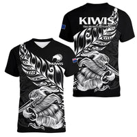 New Zealand Kiwi Rugby Women V Neck T Shirt LT9 - Polynesian Pride