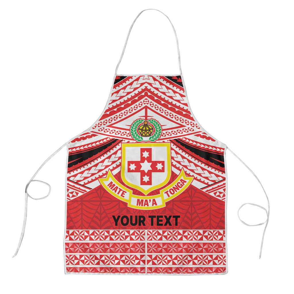 Personalised Kolisi Tonga College Atele Apron Polynesian Ngatu Tribal LT9 Red - Polynesian Pride