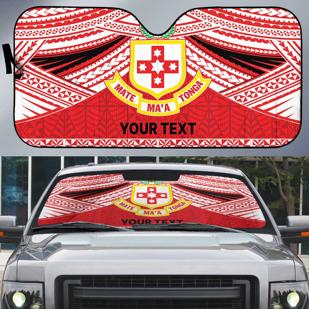Personalised Kolisi Tonga College Atele Auto Sun Shade Polynesian Ngatu Tribal - Polynesian Pride