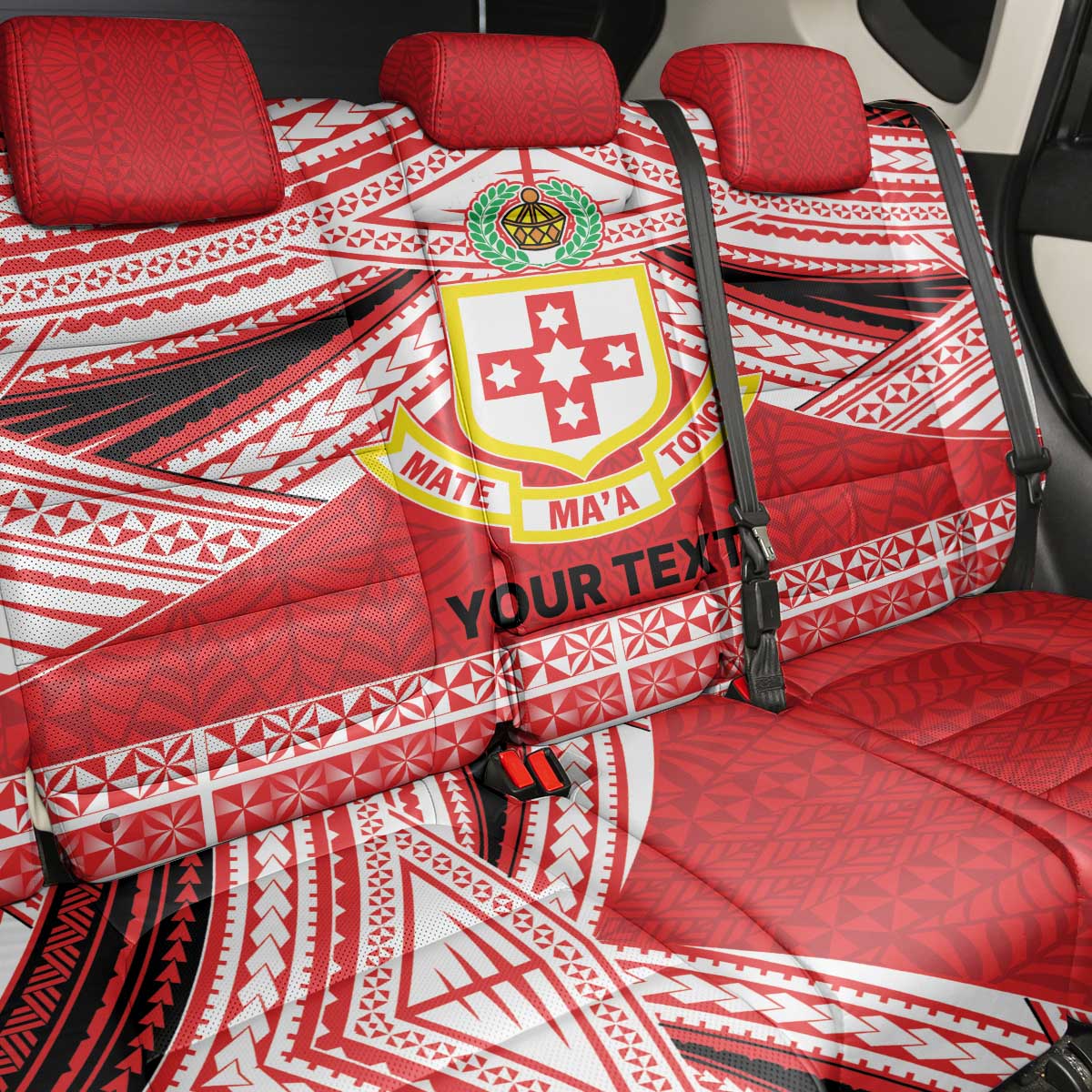 Personalised Kolisi Tonga College Atele Back Car Seat Cover Polynesian Ngatu Tribal