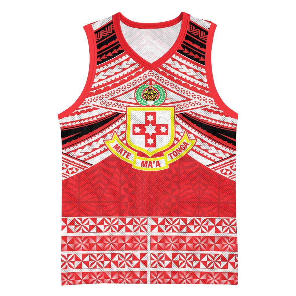 Personalised Kolisi Tonga College Atele Basketball Jersey Polynesian Ngatu Tribal LT9 Unisex Red - Polynesian Pride