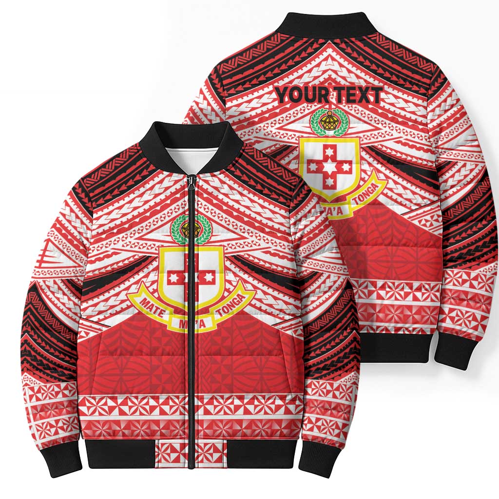 Personalised Kolisi Tonga College Atele Bomber Puffer Jacket Polynesian Ngatu Tribal LT9 - Polynesian Pride