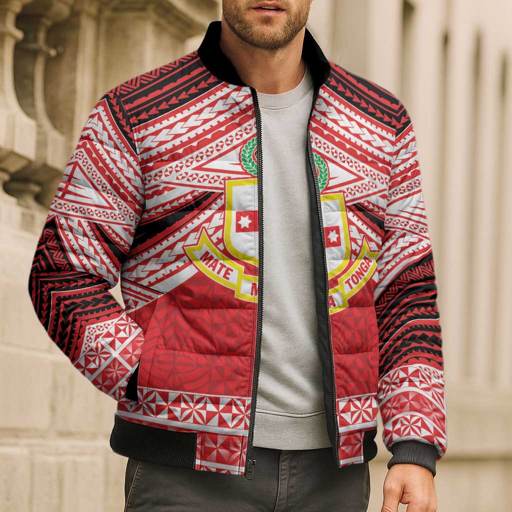 Personalised Kolisi Tonga College Atele Bomber Puffer Jacket Polynesian Ngatu Tribal LT9 - Polynesian Pride