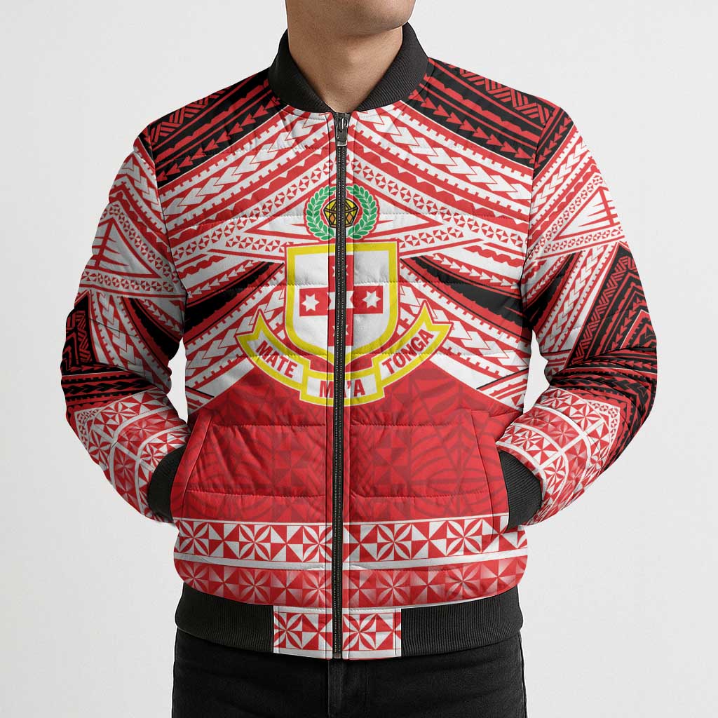 Personalised Kolisi Tonga College Atele Bomber Puffer Jacket Polynesian Ngatu Tribal LT9 - Polynesian Pride