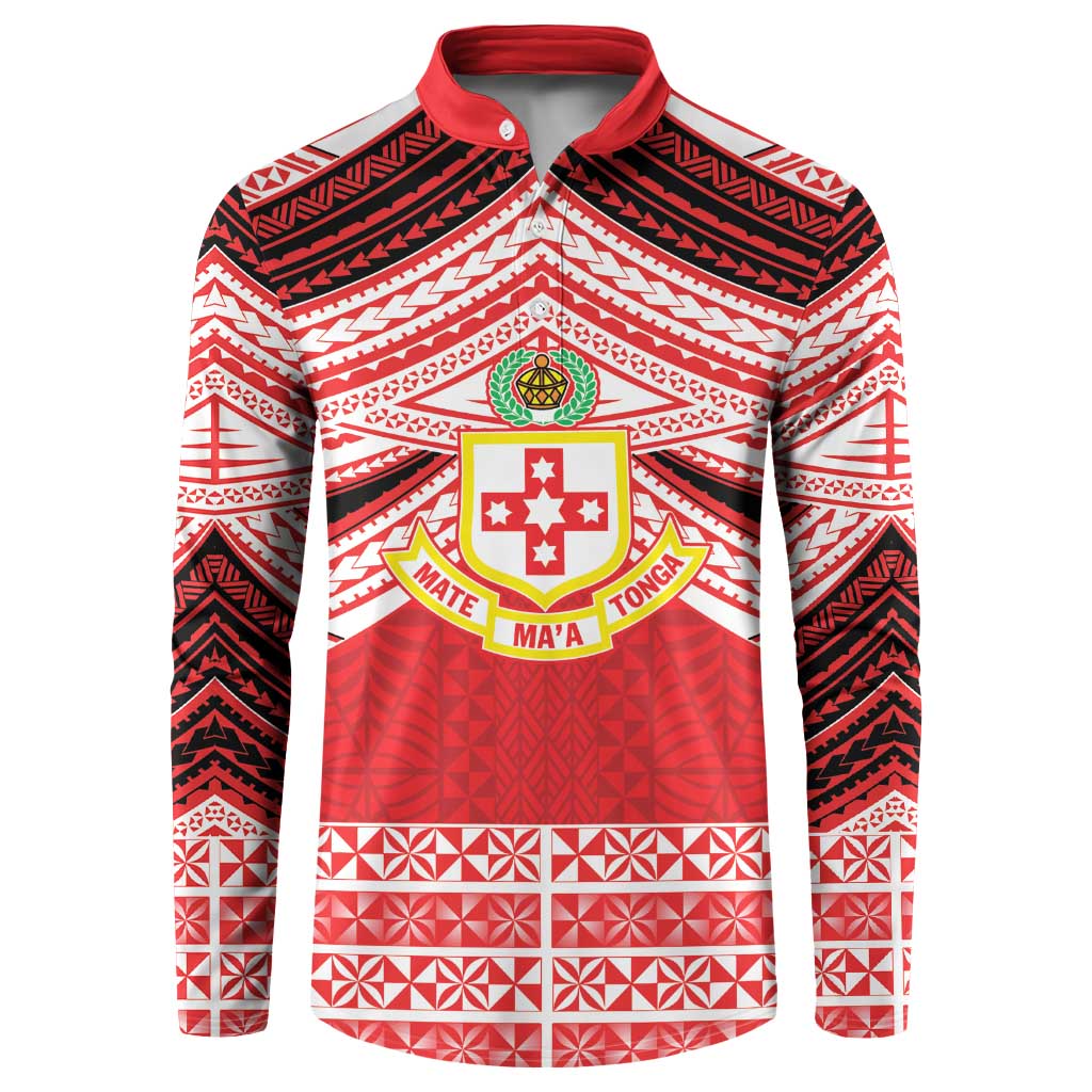 Personalised Kolisi Tonga College Atele Button Sweatshirt Polynesian Ngatu Tribal LT9 Red - Polynesian Pride