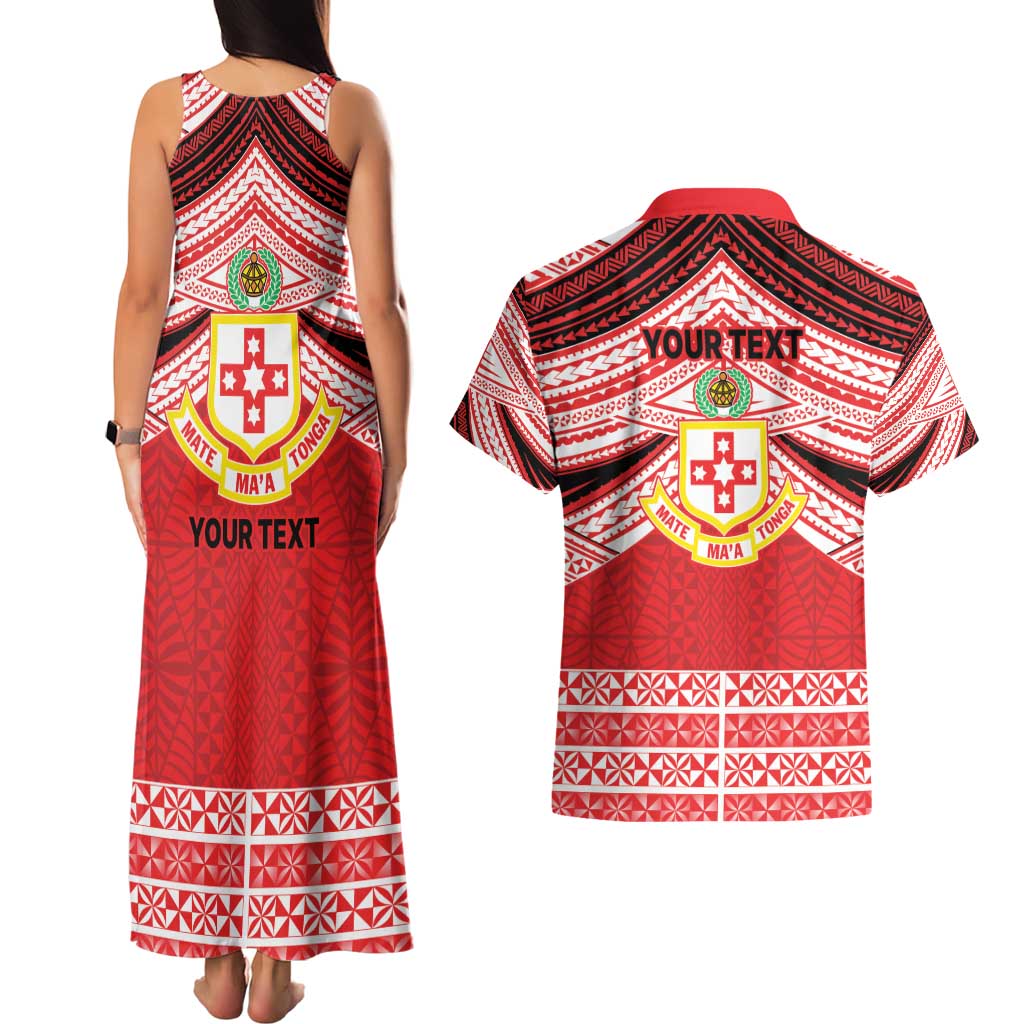 Personalised Kolisi Tonga College Atele Couples Matching Tank Maxi Dress and Hawaiian Shirt Polynesian Ngatu Tribal LT9 - Polynesian Pride