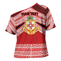 Personalised Kolisi Tonga College Atele Cross Shoulder Shirt Polynesian Ngatu Tribal LT9 - Polynesian Pride