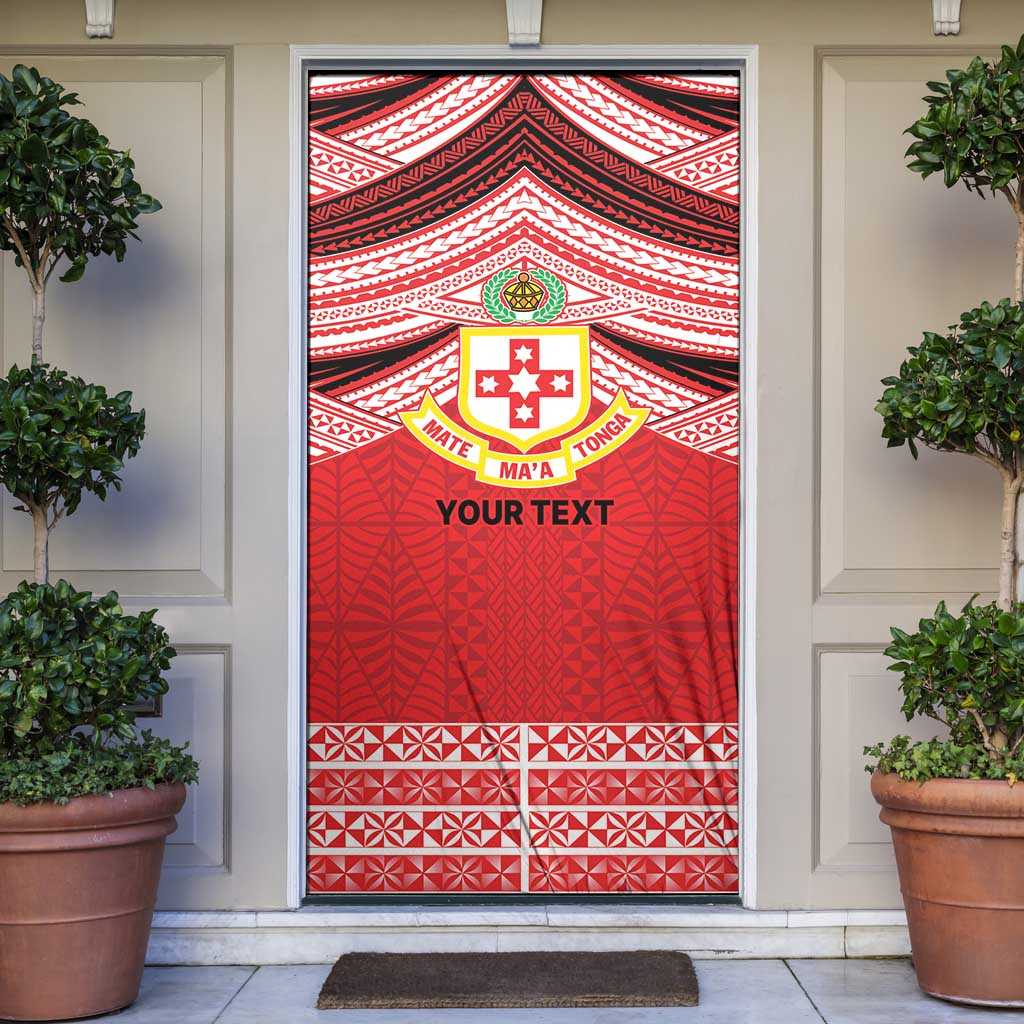 Personalised Kolisi Tonga College Atele Door Cover Polynesian Ngatu Tribal LT9 Red - Polynesian Pride