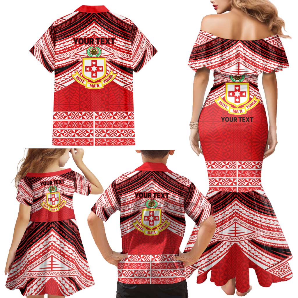 Personalised Kolisi Tonga College Atele Family Matching Mermaid Dress and Hawaiian Shirt Polynesian Ngatu Tribal
