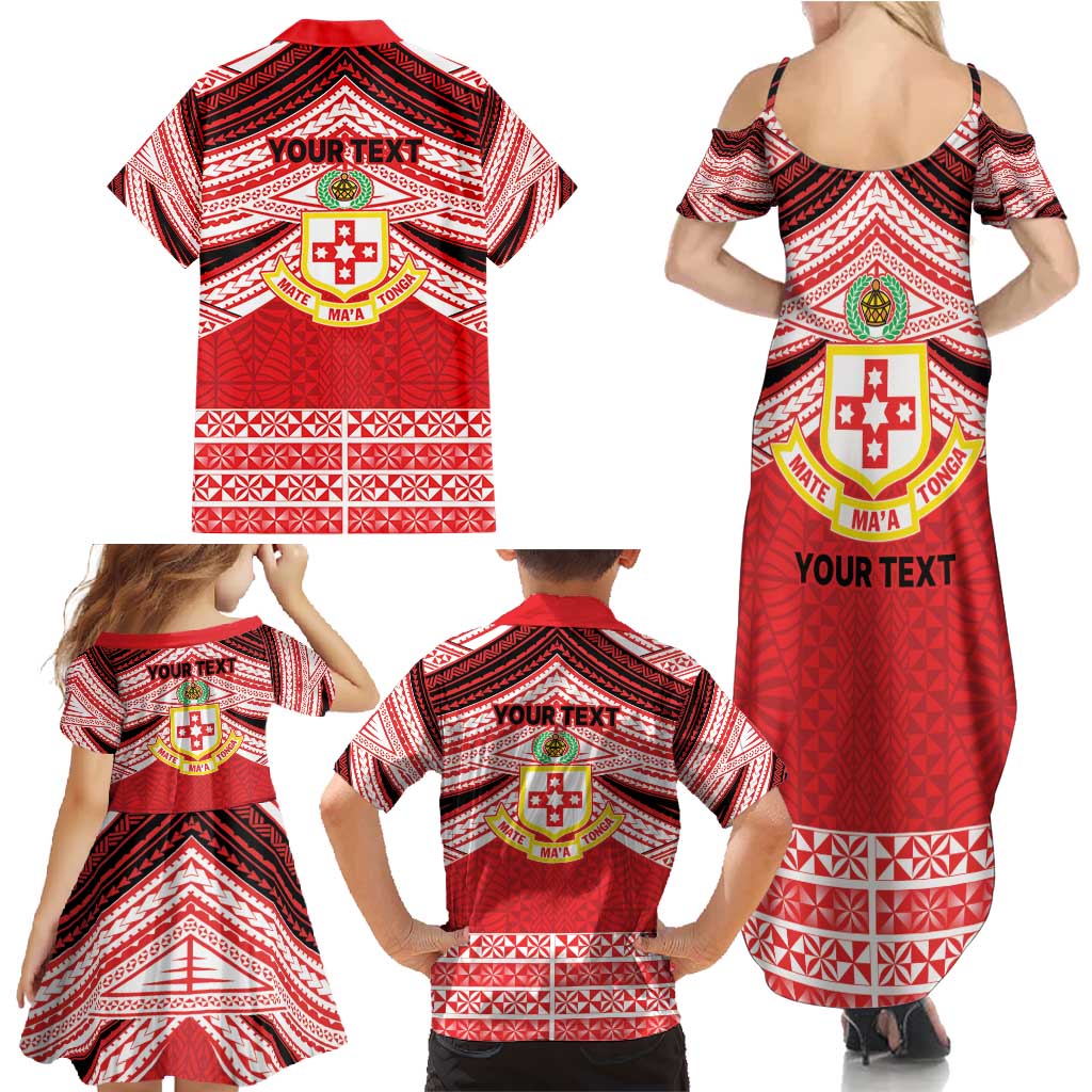 Personalised Kolisi Tonga College Atele Family Matching Summer Maxi Dress and Hawaiian Shirt Polynesian Ngatu Tribal