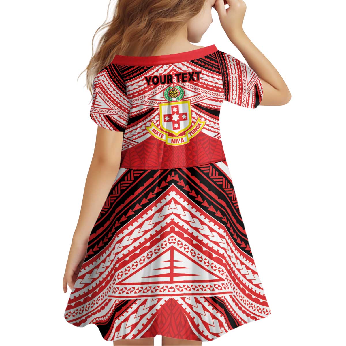 Personalised Kolisi Tonga College Atele Kid Short Sleeve Dress Polynesian Ngatu Tribal LT9 - Polynesian Pride