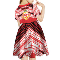 Personalised Kolisi Tonga College Atele Kid Short Sleeve Dress Polynesian Ngatu Tribal LT9 - Polynesian Pride