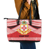 Personalised Kolisi Tonga College Atele Leather Tote Bag Polynesian Ngatu Tribal