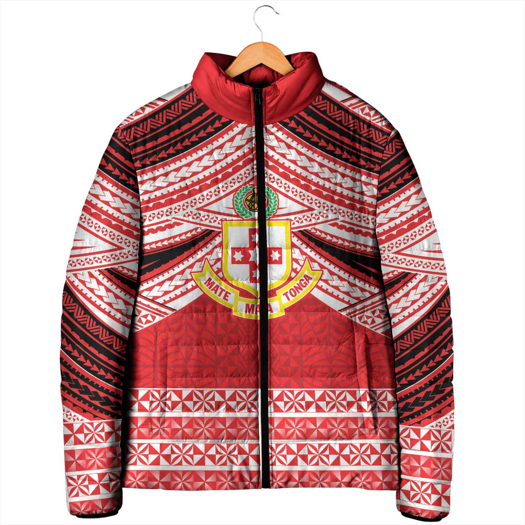 Personalised Kolisi Tonga College Atele Padded Jacket Polynesian Ngatu Tribal LT9 - Polynesian Pride