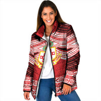 Personalised Kolisi Tonga College Atele Padded Jacket Polynesian Ngatu Tribal LT9 Women Red - Polynesian Pride