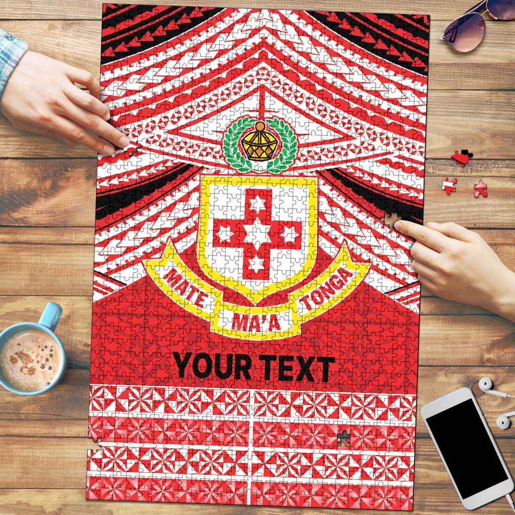 Personalised Kolisi Tonga College Atele Puzzle Polynesian Ngatu Tribal LT9 Red - Polynesian Pride