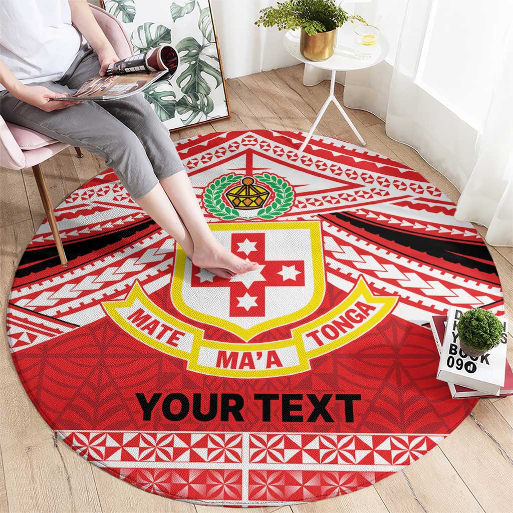Personalised Kolisi Tonga College Atele Round Carpet Polynesian Ngatu Tribal
