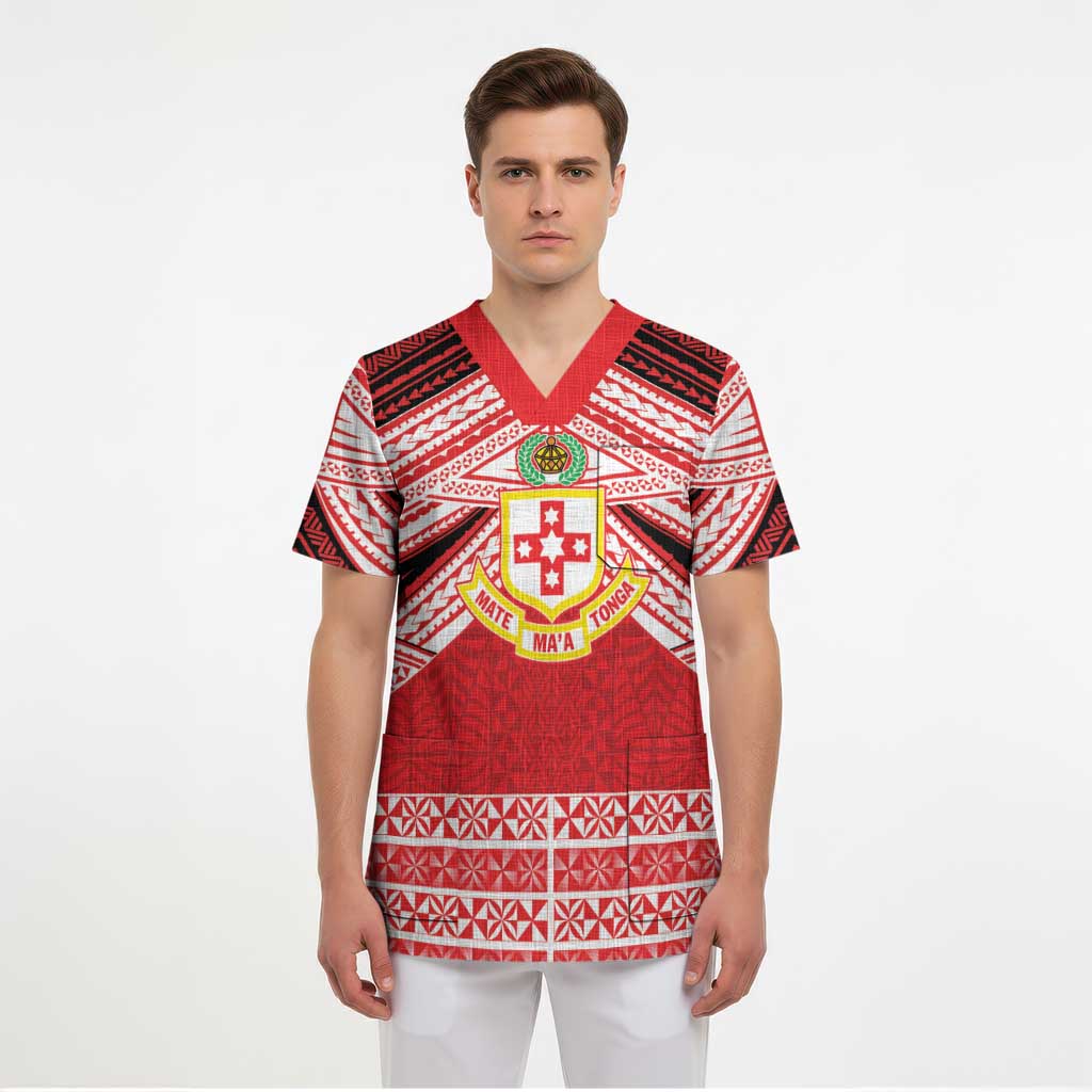 Personalised Kolisi Tonga College Atele Scrub Top Polynesian Ngatu Tribal - Polynesian Pride