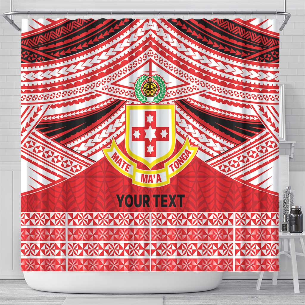 Personalised Kolisi Tonga College Atele Shower Curtain Polynesian Ngatu Tribal