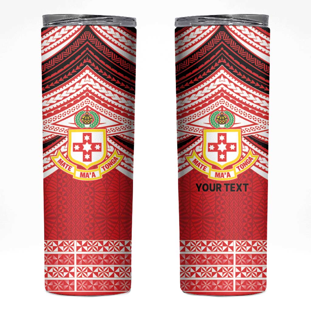 Personalised Kolisi Tonga College Atele Skinny Tumbler Polynesian Ngatu Tribal