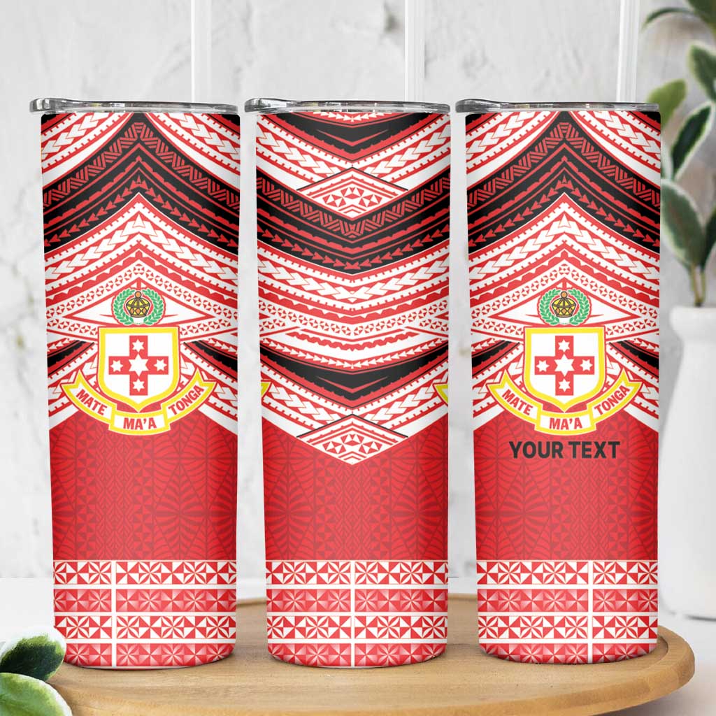 Personalised Kolisi Tonga College Atele Skinny Tumbler Polynesian Ngatu Tribal