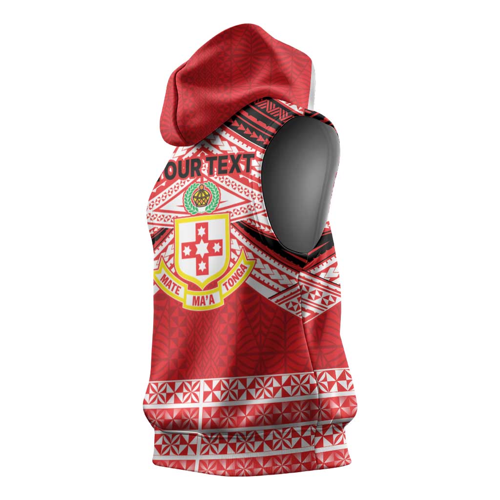 Personalised Kolisi Tonga College Atele Sleeveless Hoodie Polynesian Ngatu Tribal - Polynesian Pride