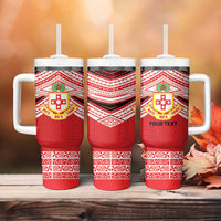 Personalised Kolisi Tonga College Atele Tumbler With Handle Polynesian Ngatu Tribal