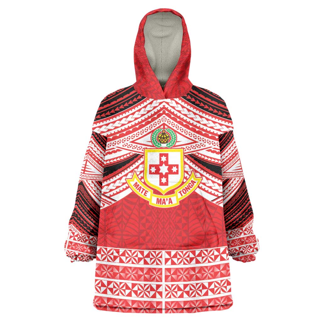 Personalised Kolisi Tonga College Atele Wearable Blanket Hoodie Polynesian Ngatu Tribal