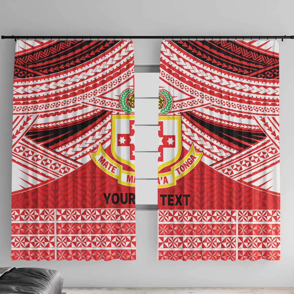 Personalised Kolisi Tonga College Atele Window Curtain Polynesian Ngatu Tribal LT9 With Hooks Red - Polynesian Pride