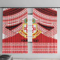 Personalised Kolisi Tonga College Atele Window Curtain Polynesian Ngatu Tribal LT9 With Hooks Red - Polynesian Pride