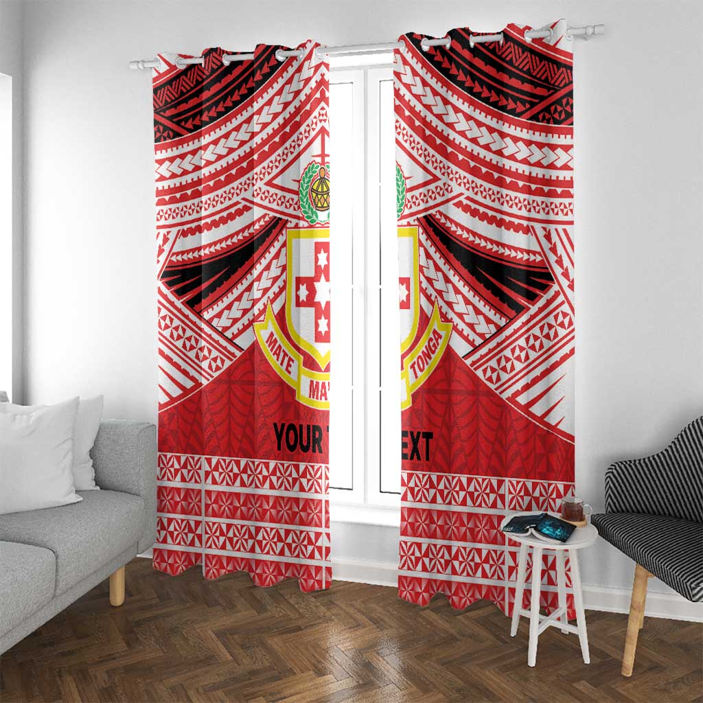 Personalised Kolisi Tonga College Atele Window Curtain Polynesian Ngatu Tribal LT9 With Grommets Red - Polynesian Pride