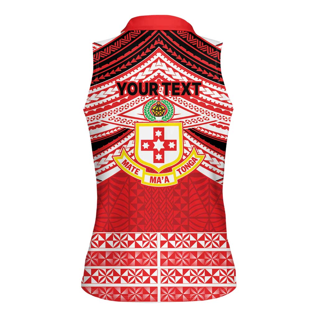 Personalised Kolisi Tonga College Atele Women Sleeveless Polo Shirt Polynesian Ngatu Tribal