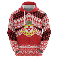 Personalised Kolisi Tonga College Atele Zip Hoodie Polynesian Ngatu Tribal